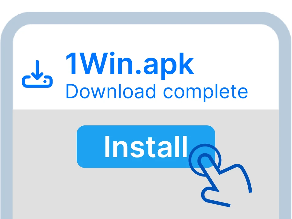 Step 5 Android 1Win app download — screenshot of Android screen with 1Win APK file and highlighted Install button