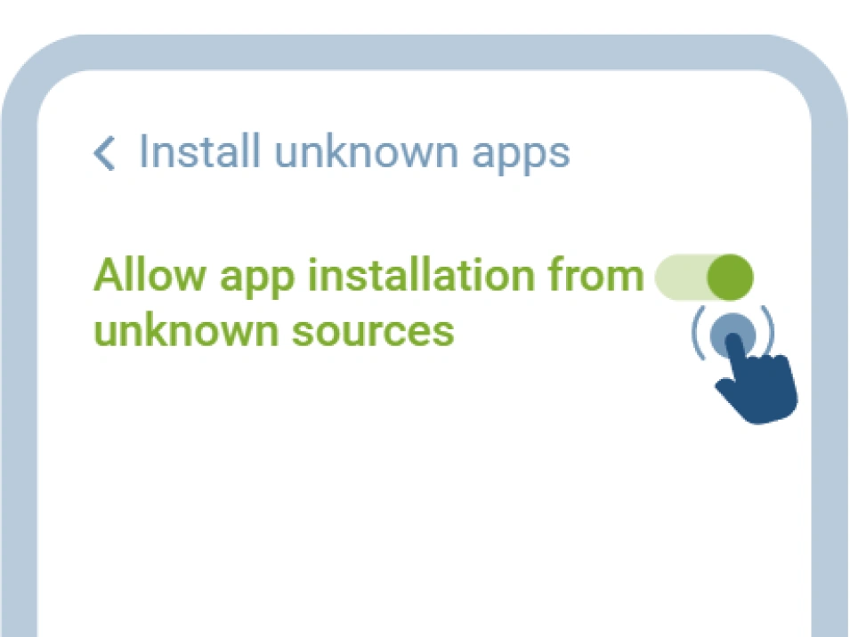 Step 4 app login on 1Win Ghana — screenshot of device Settings with highlighted Install from Unknown Sources option