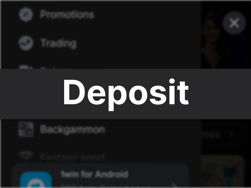 Step 2 deposit on 1Win Ghana — screenshot of account menu with highlighted Deposit option