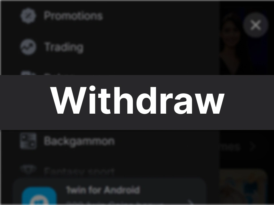 Step 2 withdrawal on 1Win Ghana — screenshot of account menu with highlighted Withdraw option