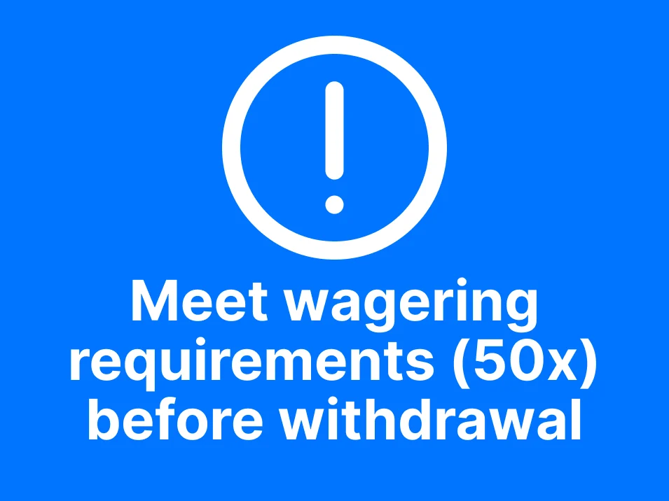 Step 5 free spin bonus on 1Win Ghana — screenshot with white text “meet wagering requirements (50x) before withdrawal” on blue background highlighted