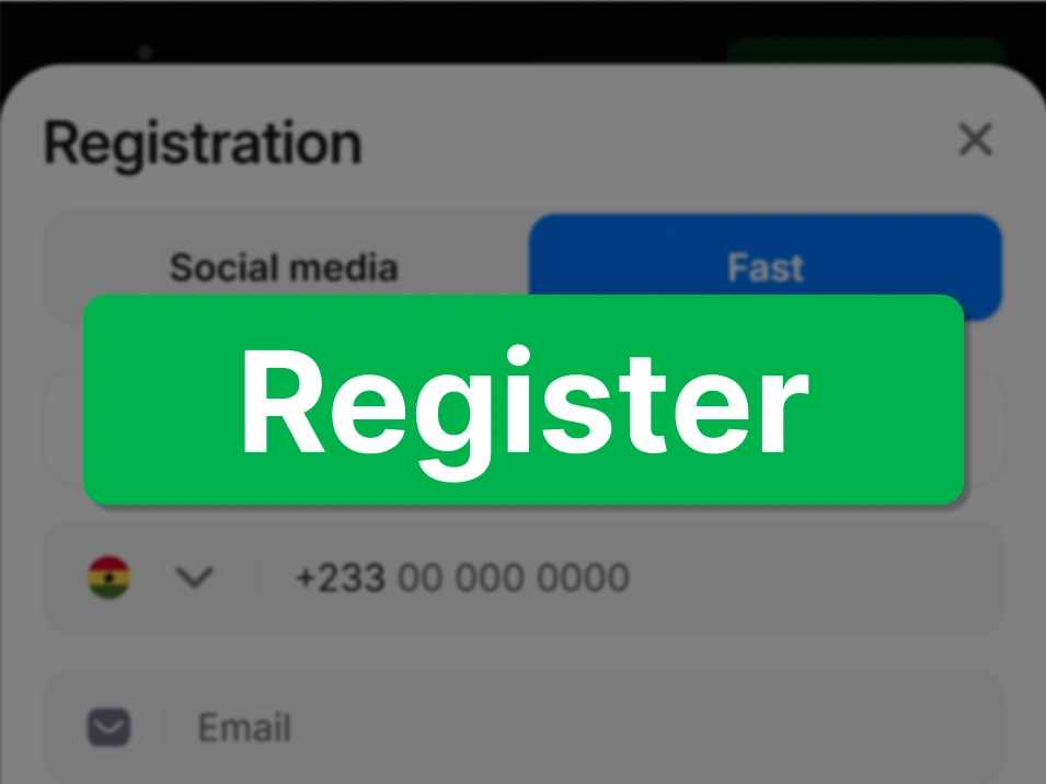 Step 6 fast registration on 1Win Ghana — registration form screenshot with highlighted “Register” button to complete registration