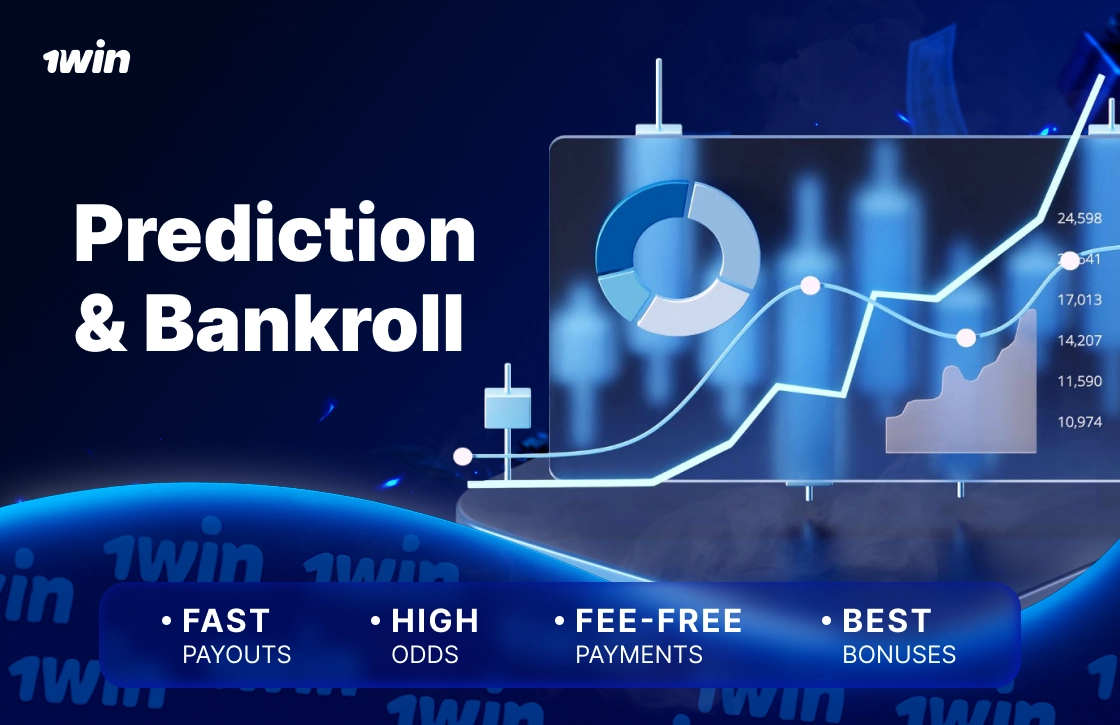 1win image showing analytics graph combining prediction models and bankroll management with high odds and fast payouts representation.